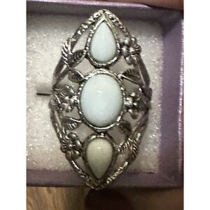 BBJ Sterling Silver Ring With Blue Cabochon Size 10